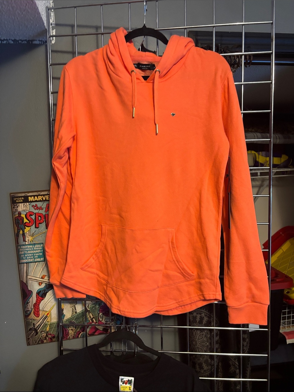 Diamond supply co Orange Pullover Hoodie Sweatshirt